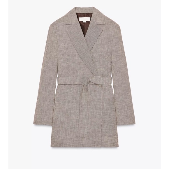 NWT Zara Linen Blazer with Belt Sz. M - Picture 6 of 6